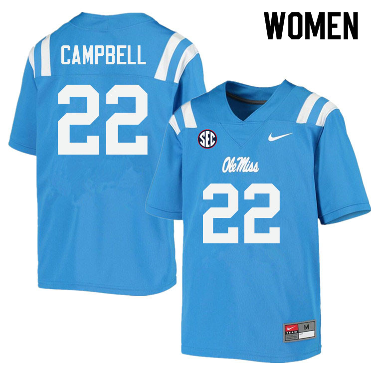 Women #22 Trace Campbell Ole Miss Rebels College Football Jerseys Sale-Power Blue